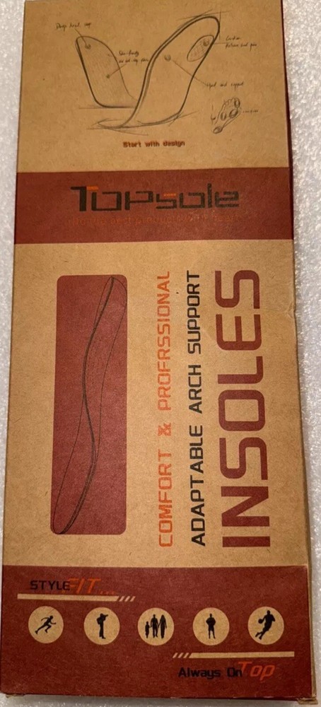 Insoles Arch Support Size Medium Shock Absorbing Topsole