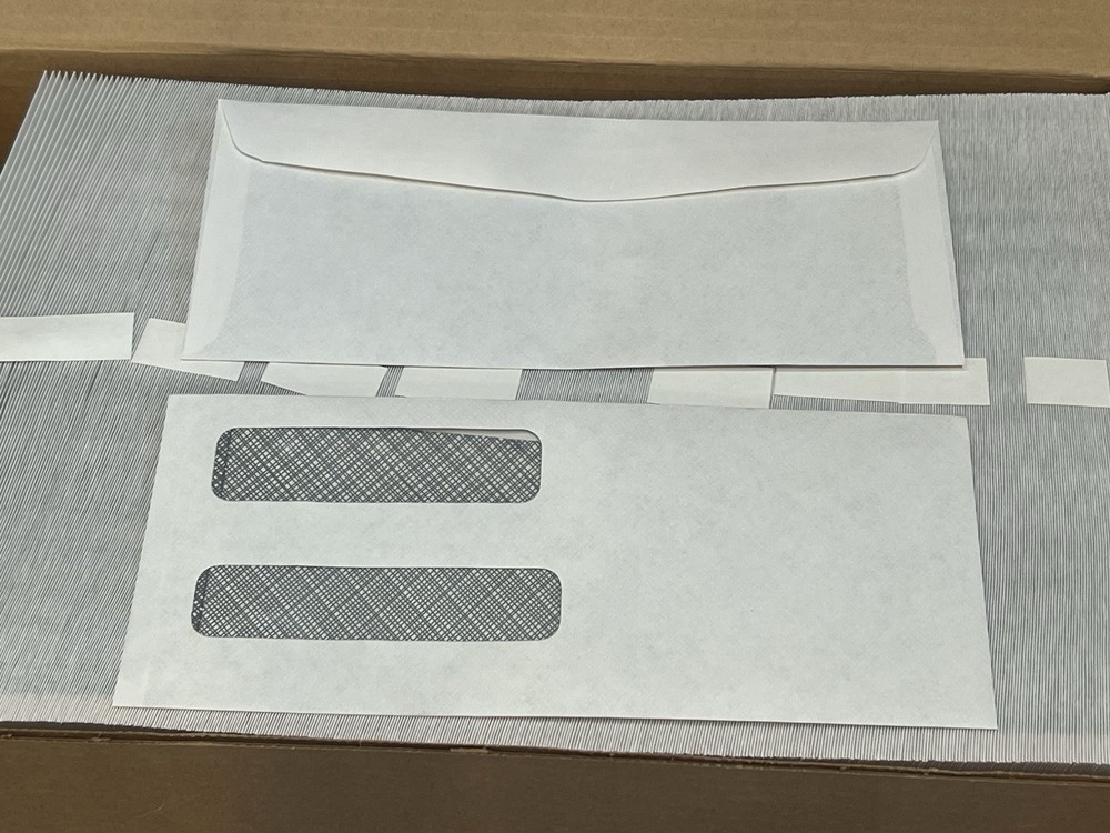 3 5/8" X 8 5/8" Double Window Envelopes "White Wove" PC 55161 / Code: 9379-0