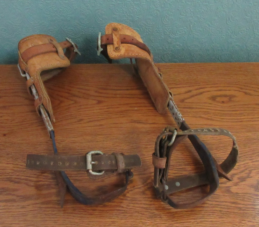 Pair Klein & Sons Lineman 8210 Tree Pole Climbing Spikes Gaffs Adjustable