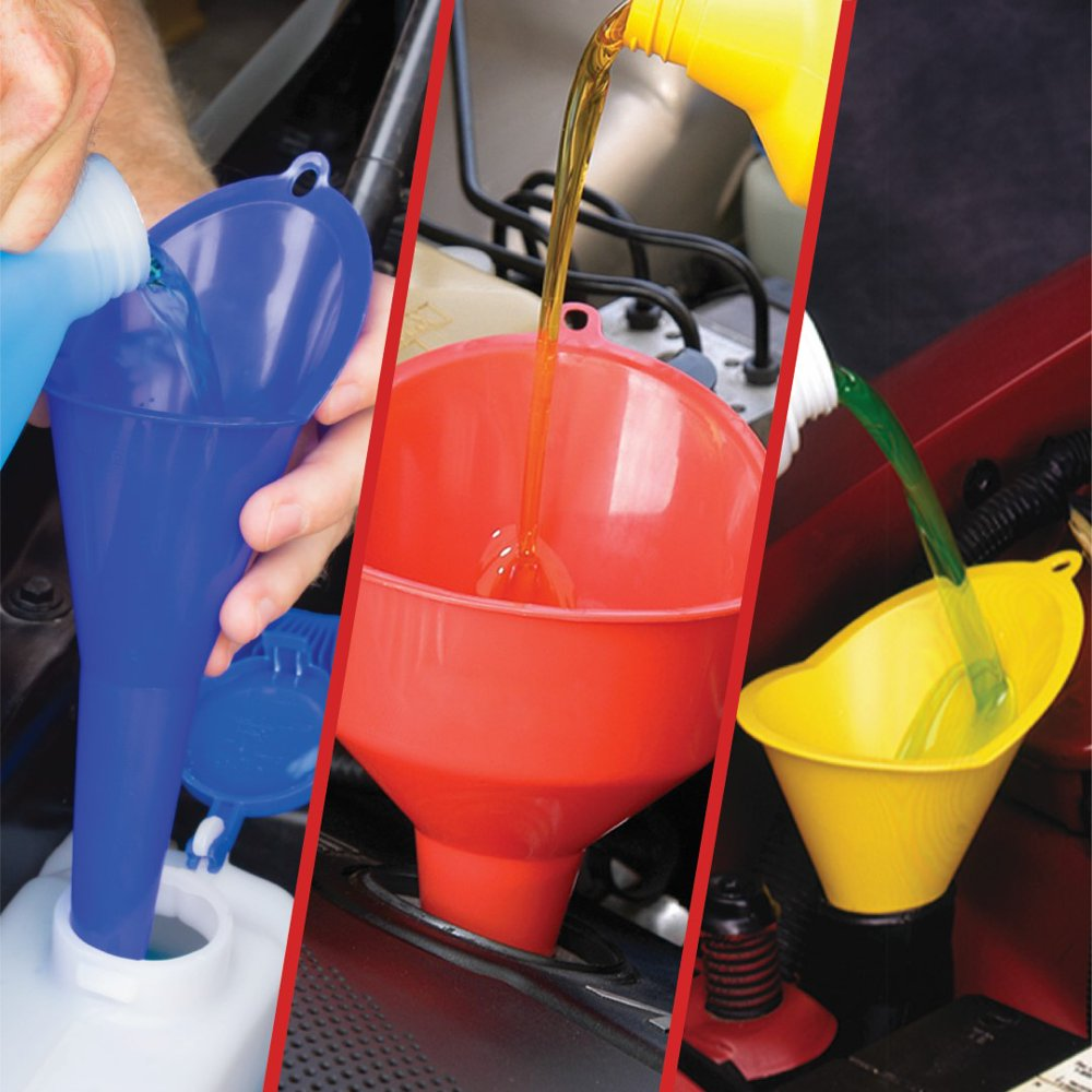 Super Funnel Trio Multi Purpose Plastic Funnel Set No-Mess Splash Guard 3 Pieces