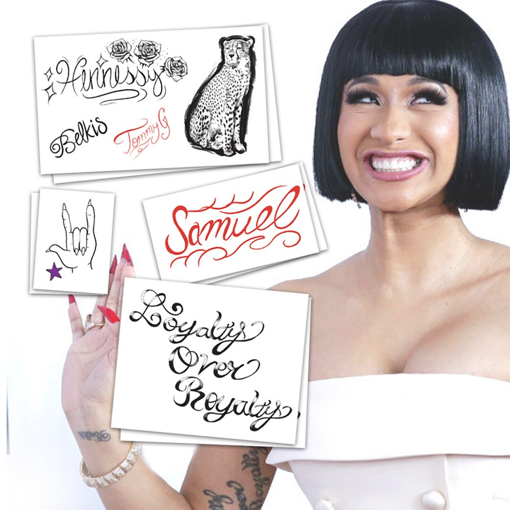 Cardi B Temporary Tattoos | Realist | Life-Sized | Skin Safe