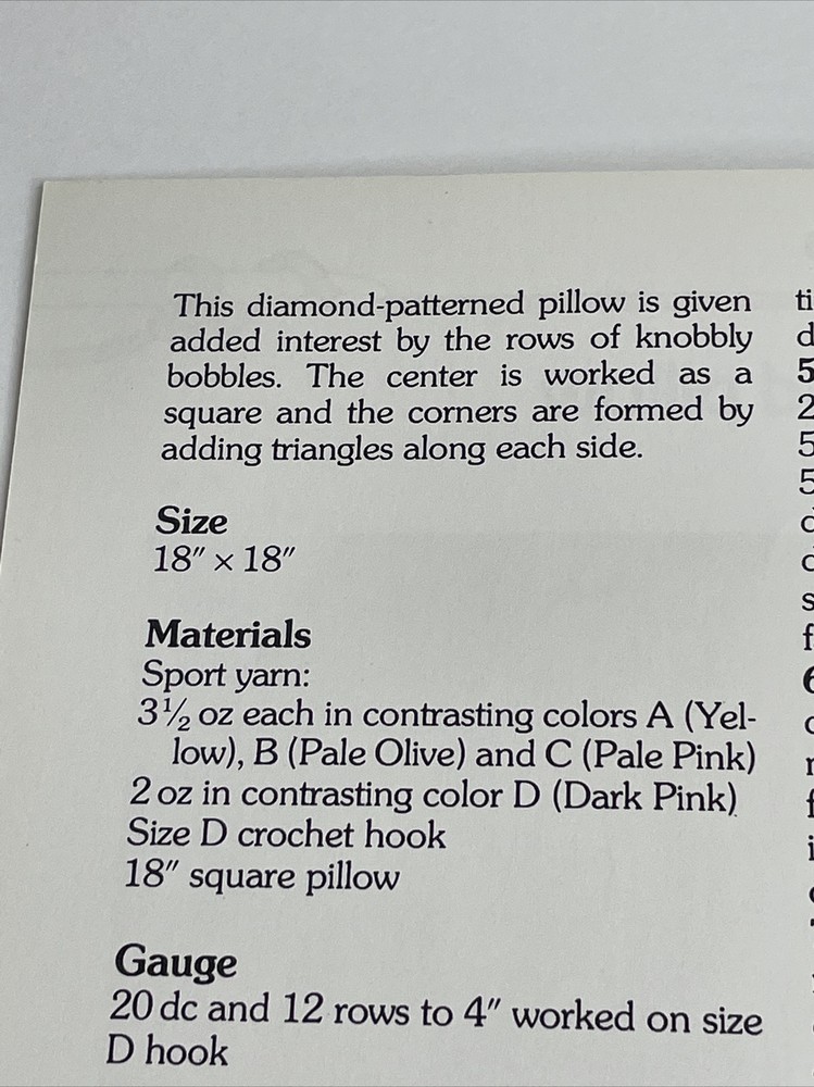Marshall Cavendish Bobbled Diamond Pillow Crochet Pattern