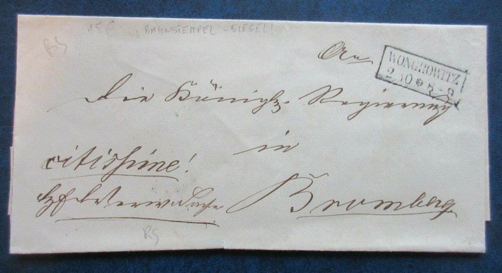 Preußen Stamp " Wongrowitz " And Railway post Office (BA-8)