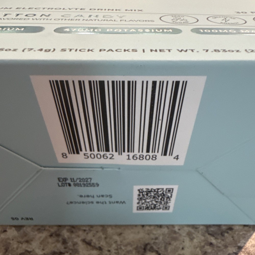 Instant Hydration Electrolyte Drink Mix Cotton Candy 30 Pack Zero Sugar