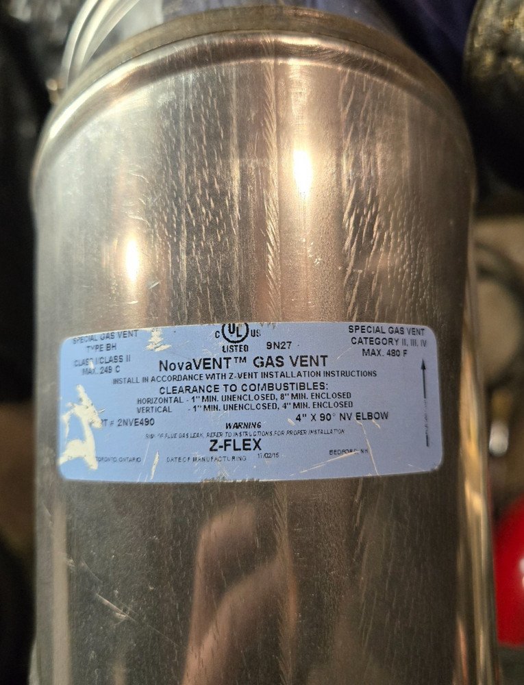 Z-Flex® NovaVent® Nova Vent 2NVE490 4" x 90 Degree Elbow Single Wall