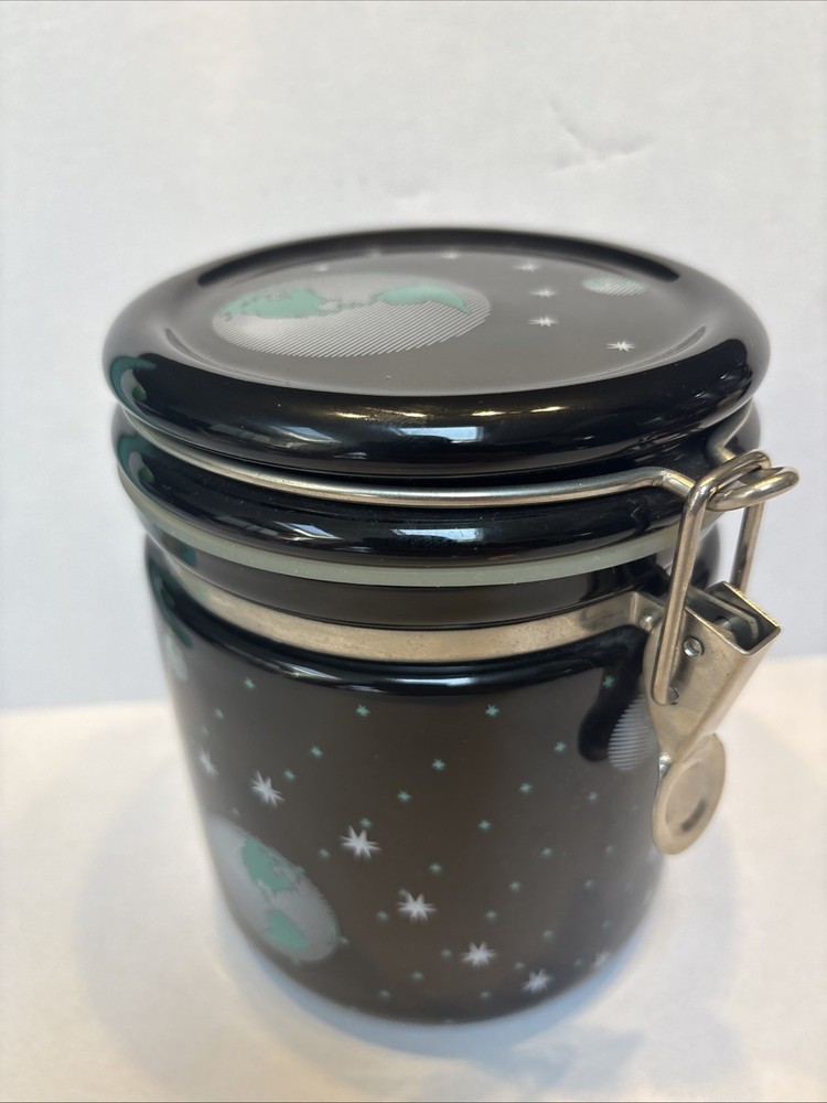 Chaleur Basic 6” Canister Planets Space Orbiting Earth Stars Black Celestial