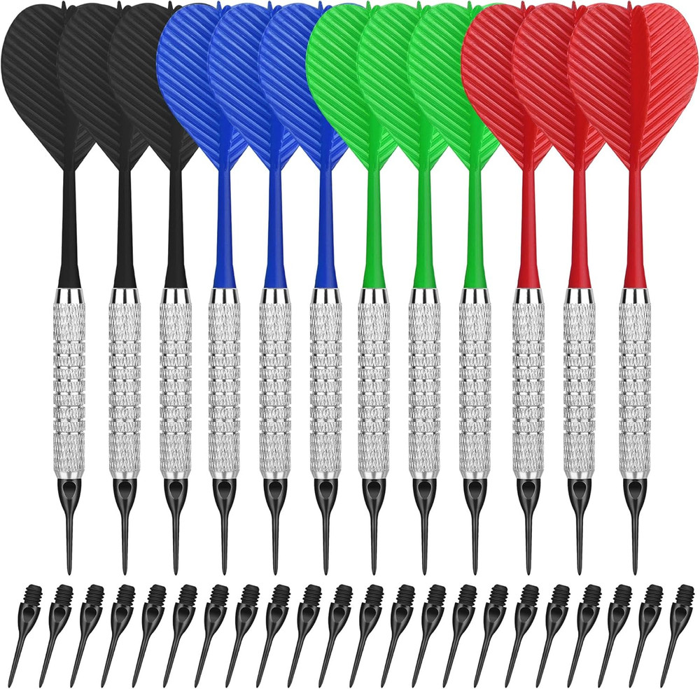 Plastic Tip Darts,12Pcs Soft Darts Set with 100 Plastic Tips for Electronic D...