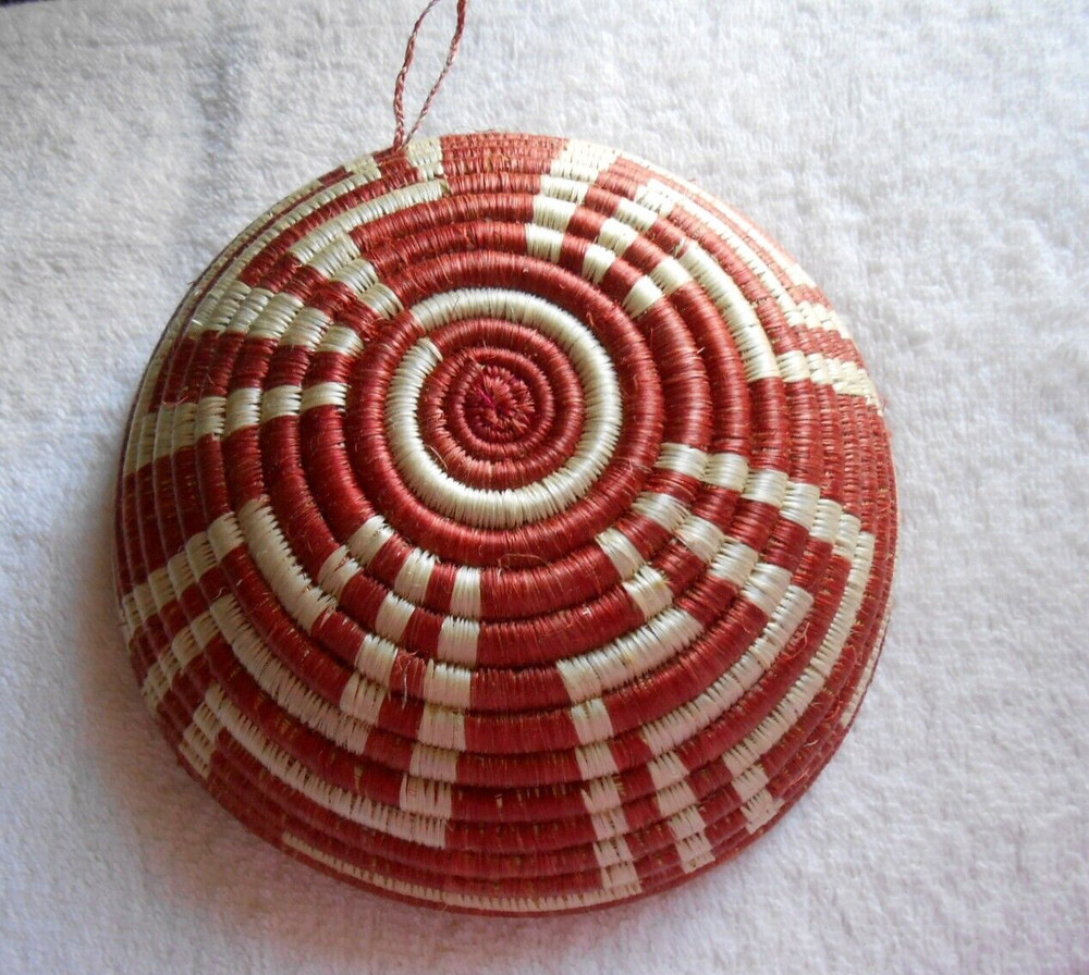 Geometric Coiled Grass Basket Finely Stitched