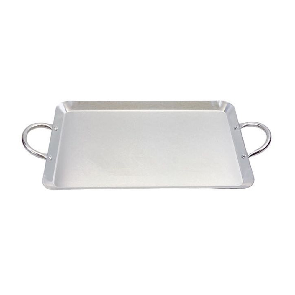 19" Rectangular Stainless Steel Serving Platter Ottoman Tray for Dining, Buffet