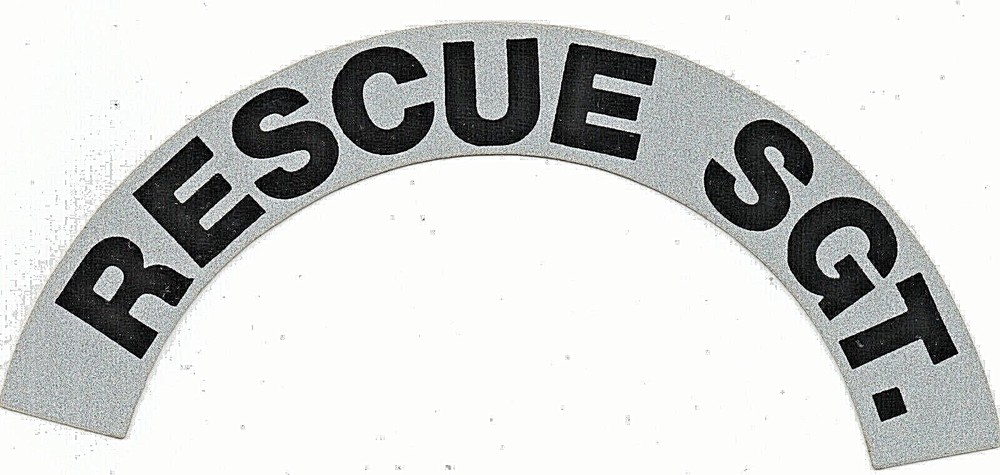 RESCUE SGT. REFLECTIVE FIRE HELMET CRESCENT DECALS -  A PAIR