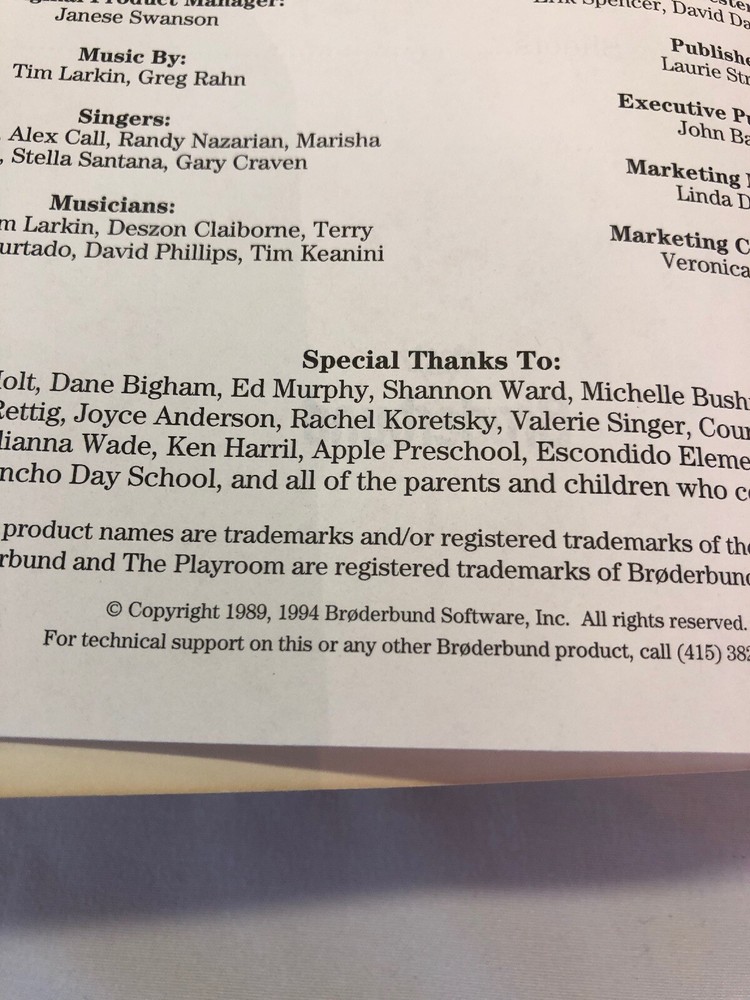 1994 The Playroom ~ MPC Version **Program Guide Only** R1