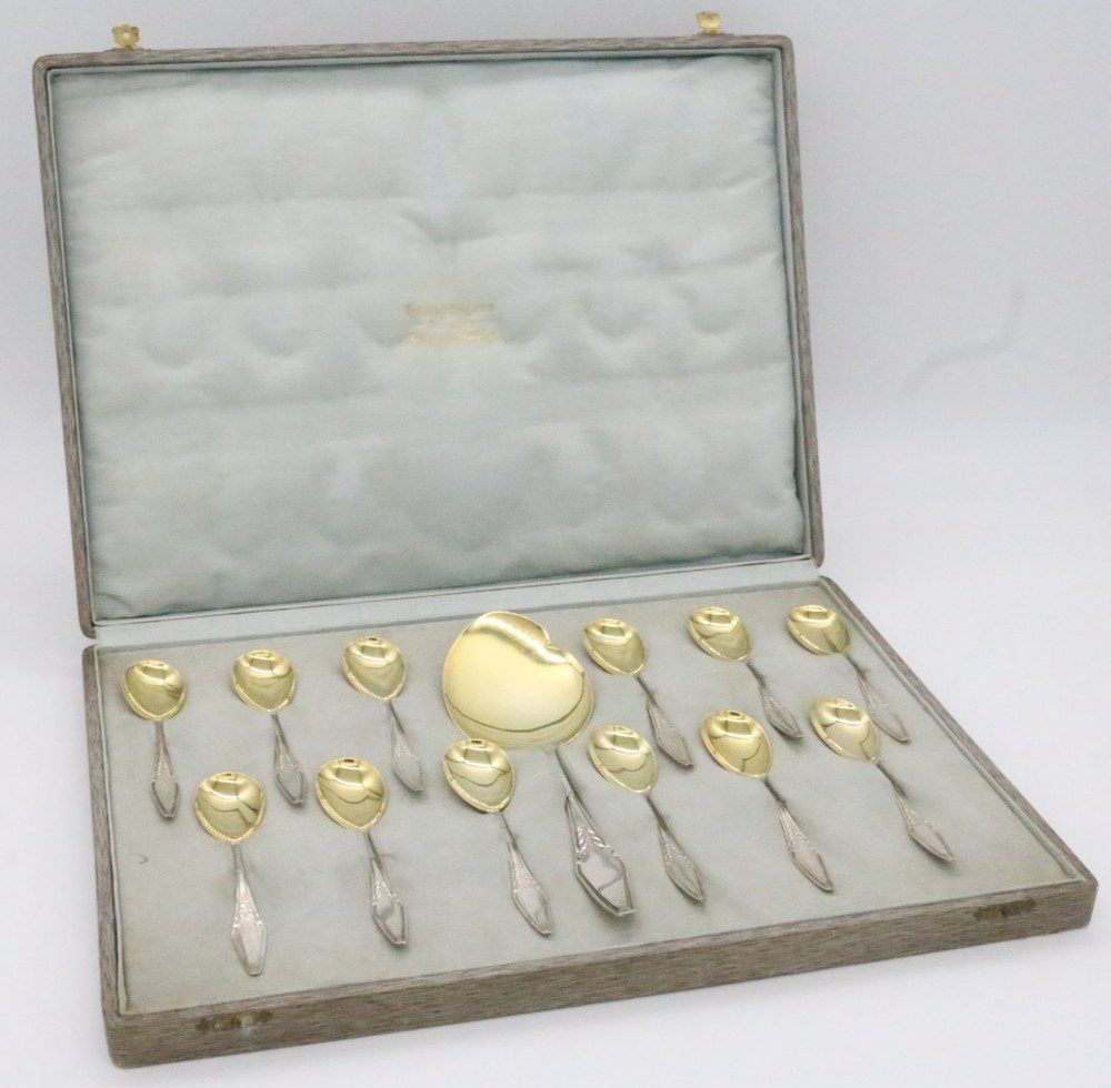 Herm. Jurgens 800 Silver Ice Cream Set