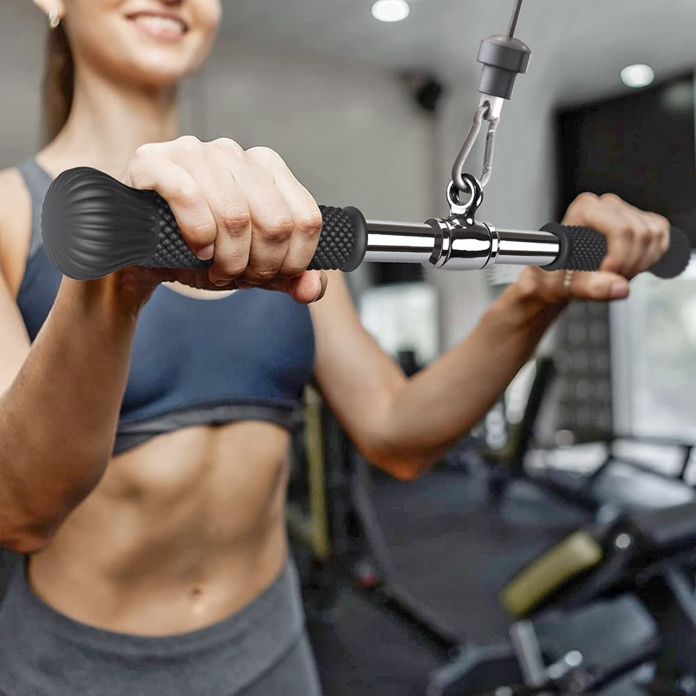 LAT Pull Down Cable Bar Machine Attachments for Gym, Rotating Straight Bar with