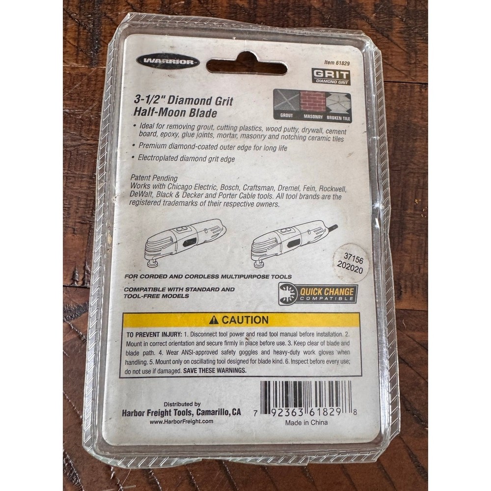 New Warrior 3 1/2" Diamond Grit Half-Moon Grinding Blade 61829