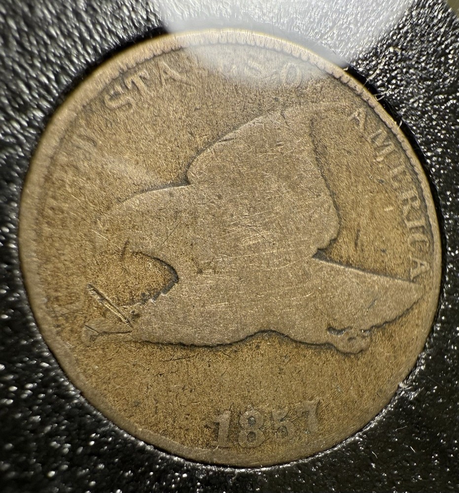 1857 Flying Eagle Cent PCS Flip Circulated Coin 1C