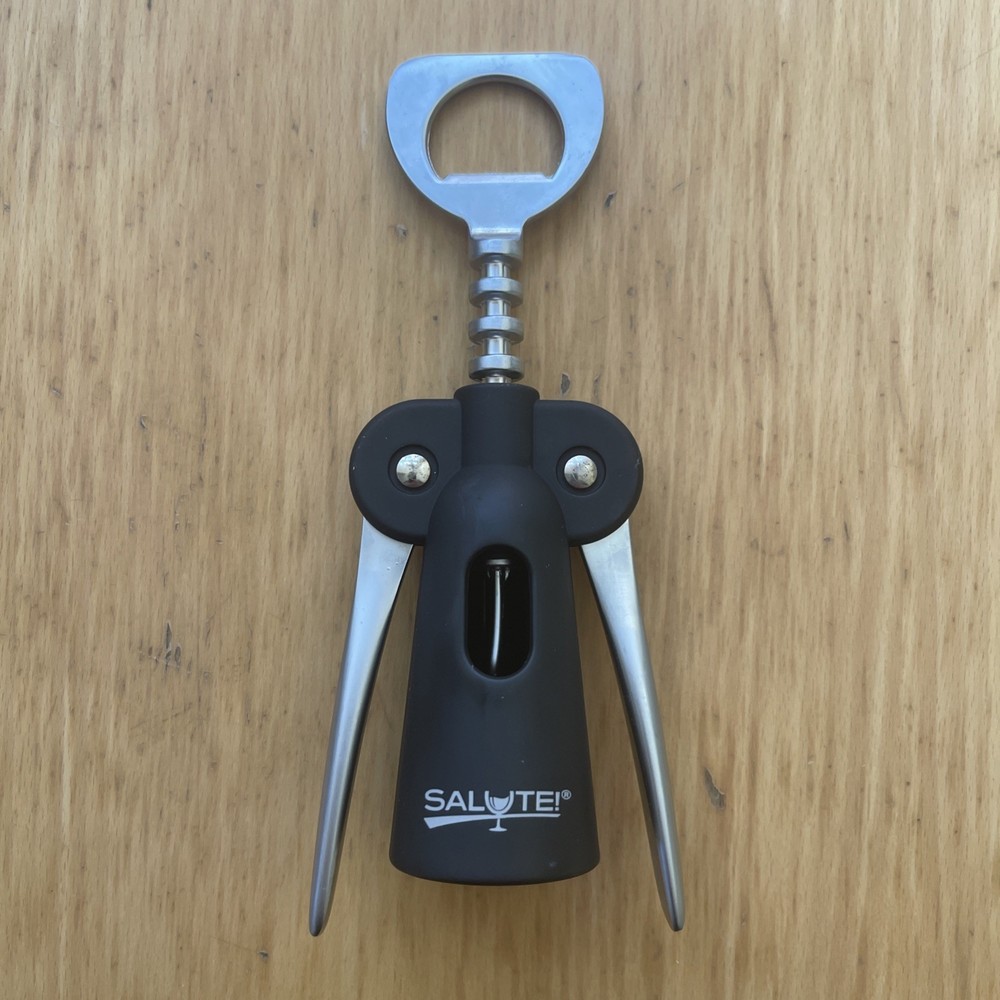 Salute Deluxe Wine & Bottle Opener Wing Corkscrew Black