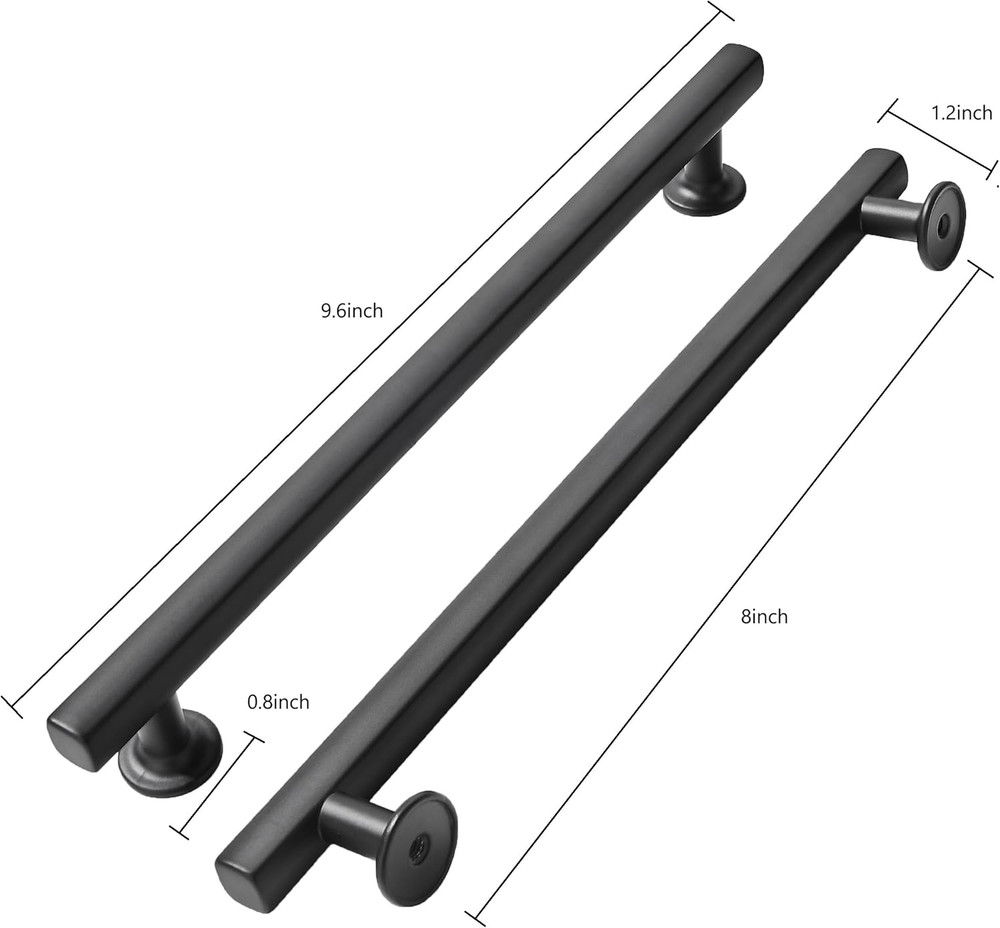 10 Pack 8" Matte Black Cabinet Pulls - Heavy Duty Kitchen Hardware