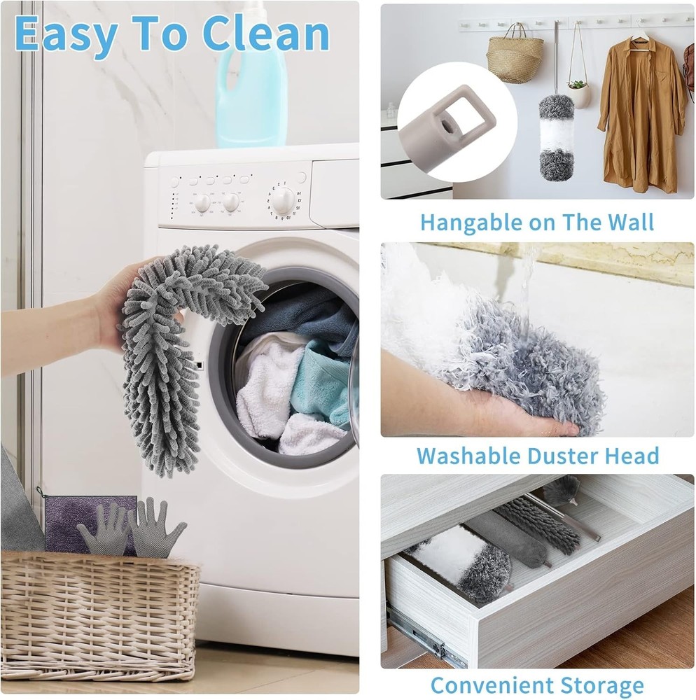 Versatile 11-Piece Dust Cleaning Set: Bendable Microfiber Dusters for Home & Car