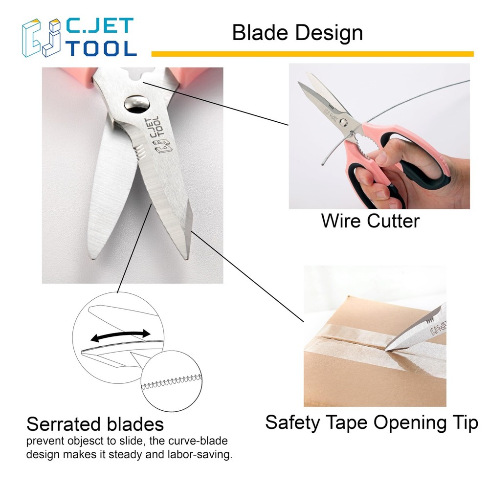 8" Scissors All Purpose Heavy Duty Multipurpose Utility Scissors For Cardboard C