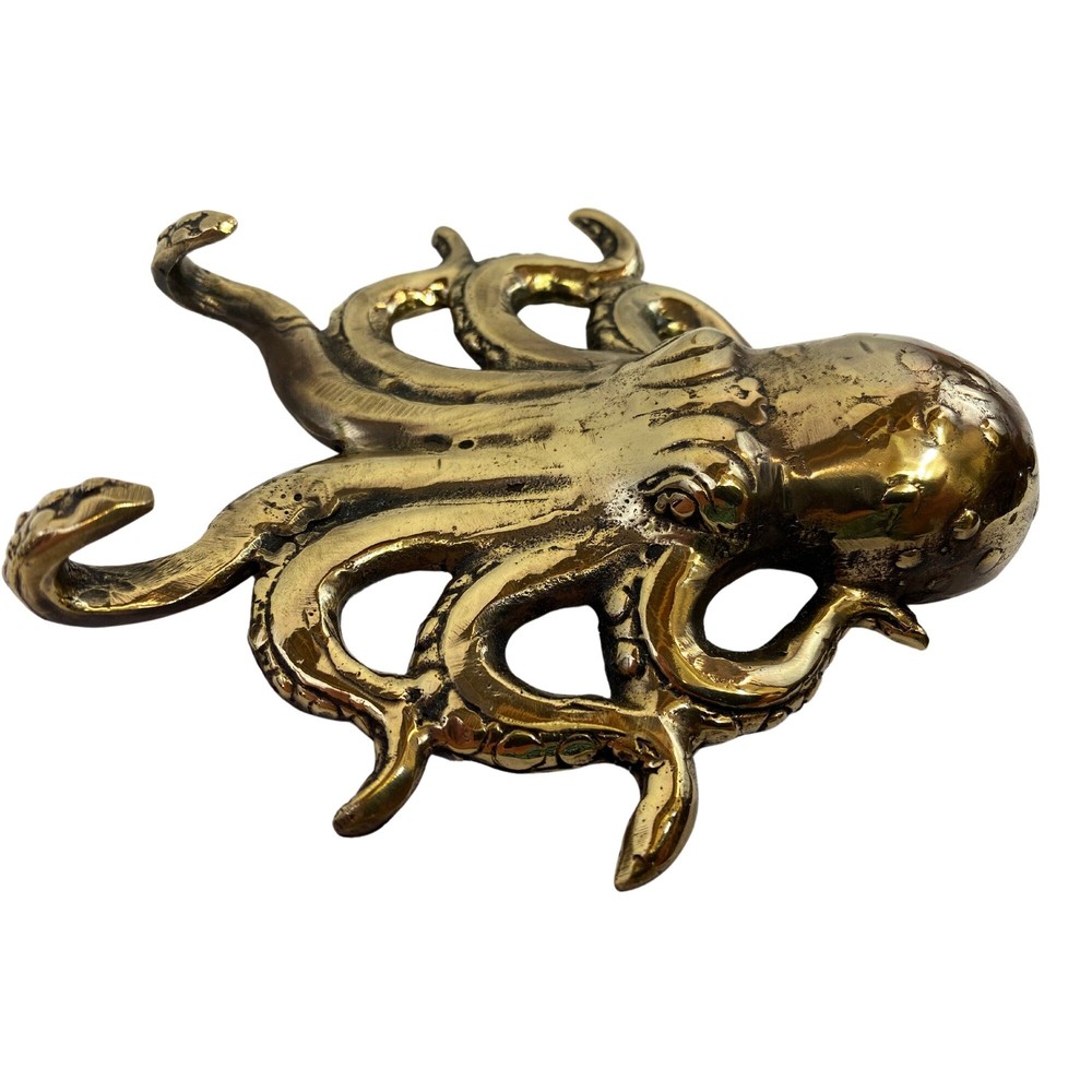 Octopus Kraken Wall Hook Solid Bronze Nautical Beach cottage Decor Bali Art