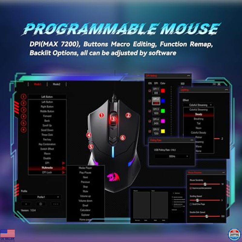 Redragon S101 RGB Gaming Keyboard & M601 Mouse Combo - Programmable Backlit Set