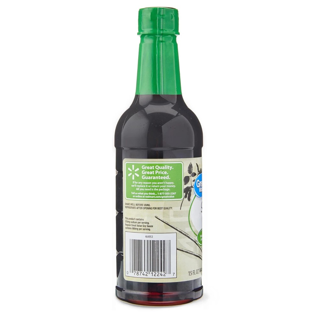 Great Value Less Sodium Soy Sauce, 15 fl oz