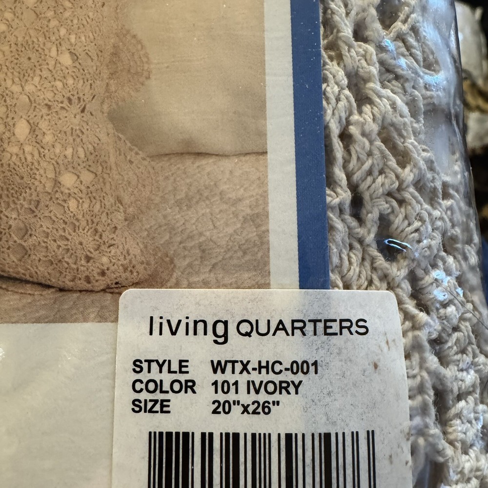 Pillow Sham Crochet Standard Cream Ecru Envelope new in package
