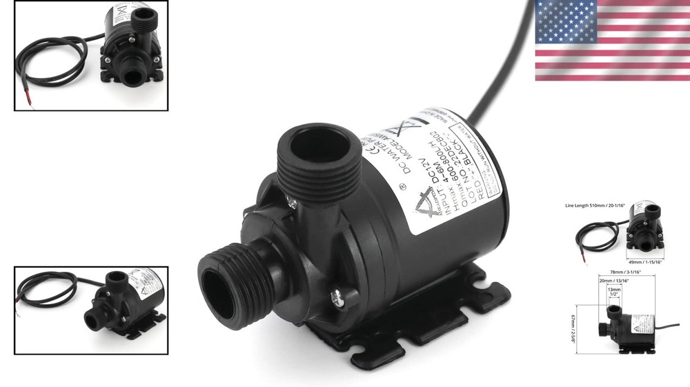 Efficient 800 L/H DC 12V Brushless Pump for Solar & Water Circulation Systems