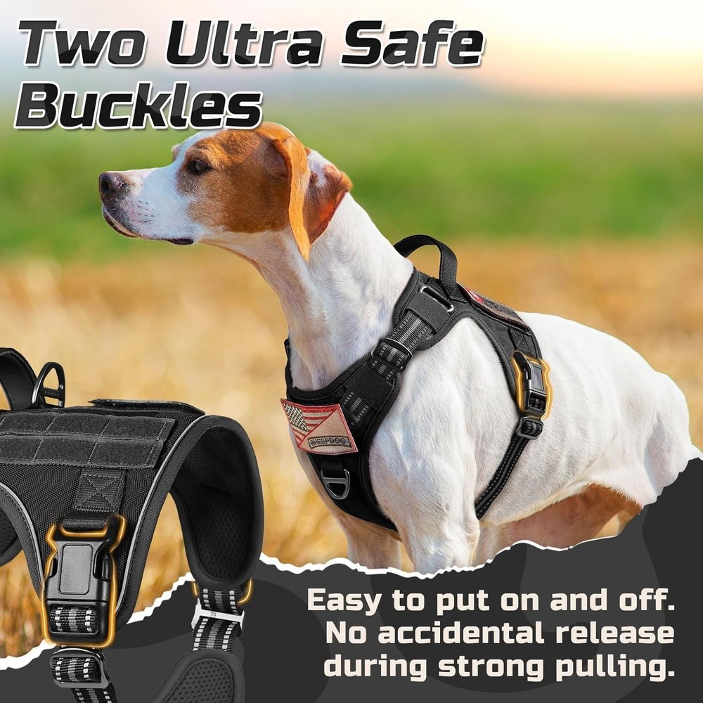 No Pull Tactical Dog Harness Large Black