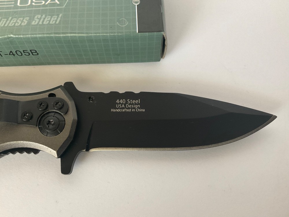 M-Tech Tactical Folding Knife Circle Pattern Handle in Gunmetal Grey MT-405B