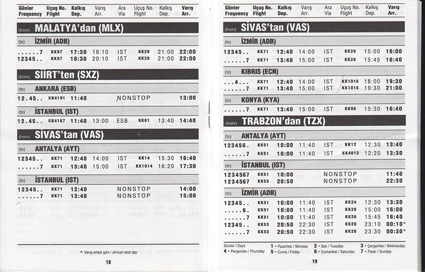 Atlasjet timetable 2005/11/12