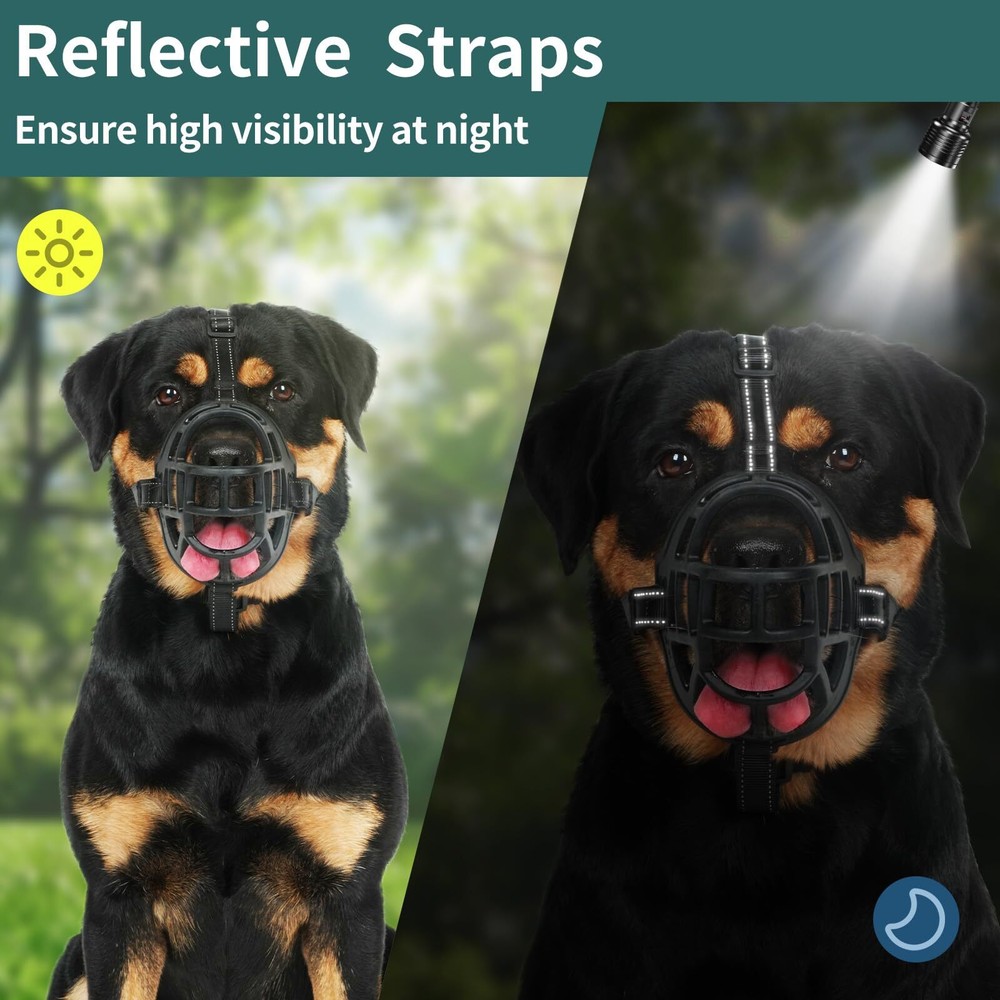 Dog Muzzle, Silicone Basket Muzzle for Small Medium Large Dogs, Soft Cage Muz...