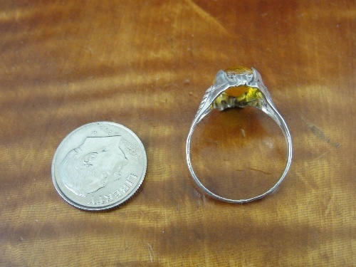 Oval Setting Yellow Color Stone Setting Size 7 Sterling Silver Ring