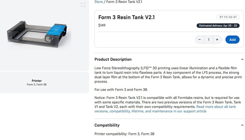 *OEM* Formlab Form 3B Resin Printer Tank