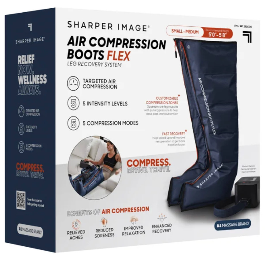 SHARPER IMAGE AIR COMPRESSION Flex BOOTS Small/Medium blue