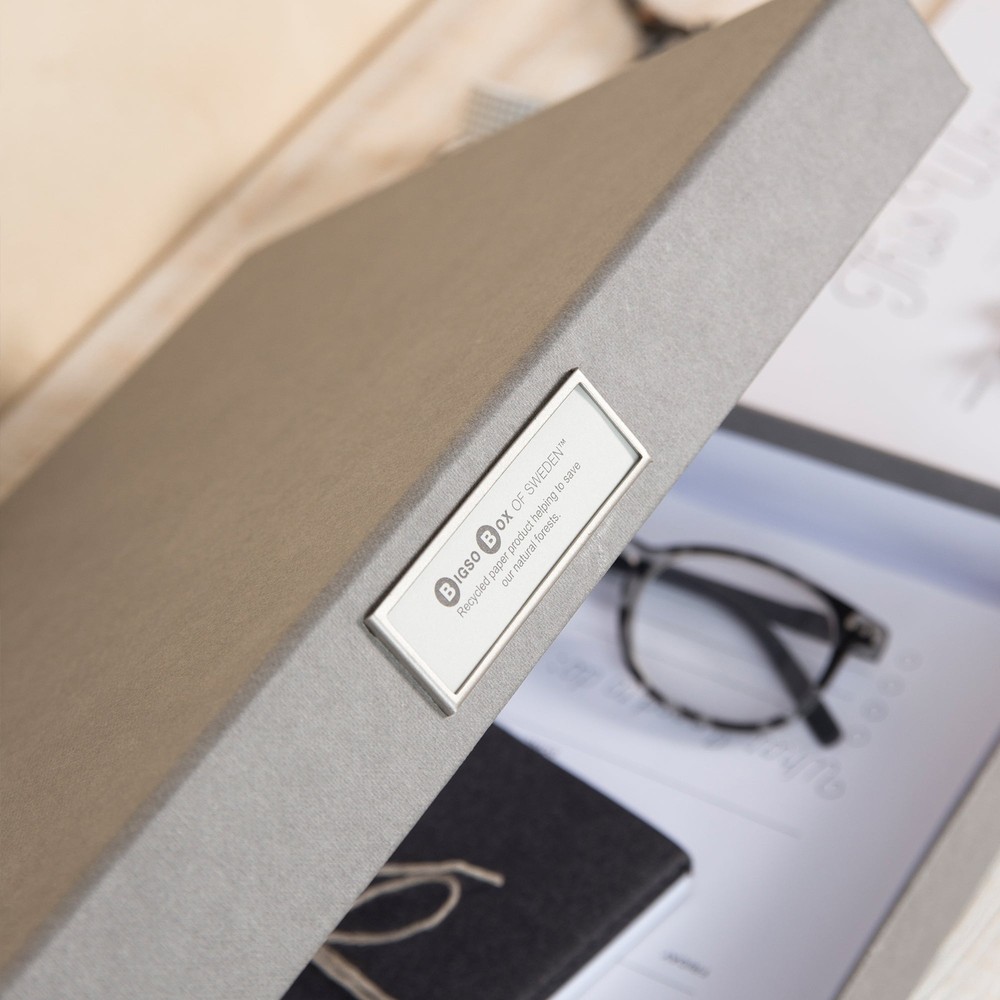 Bigso Sven Fiberboard Classic Hinged Document Box | Dark Grey