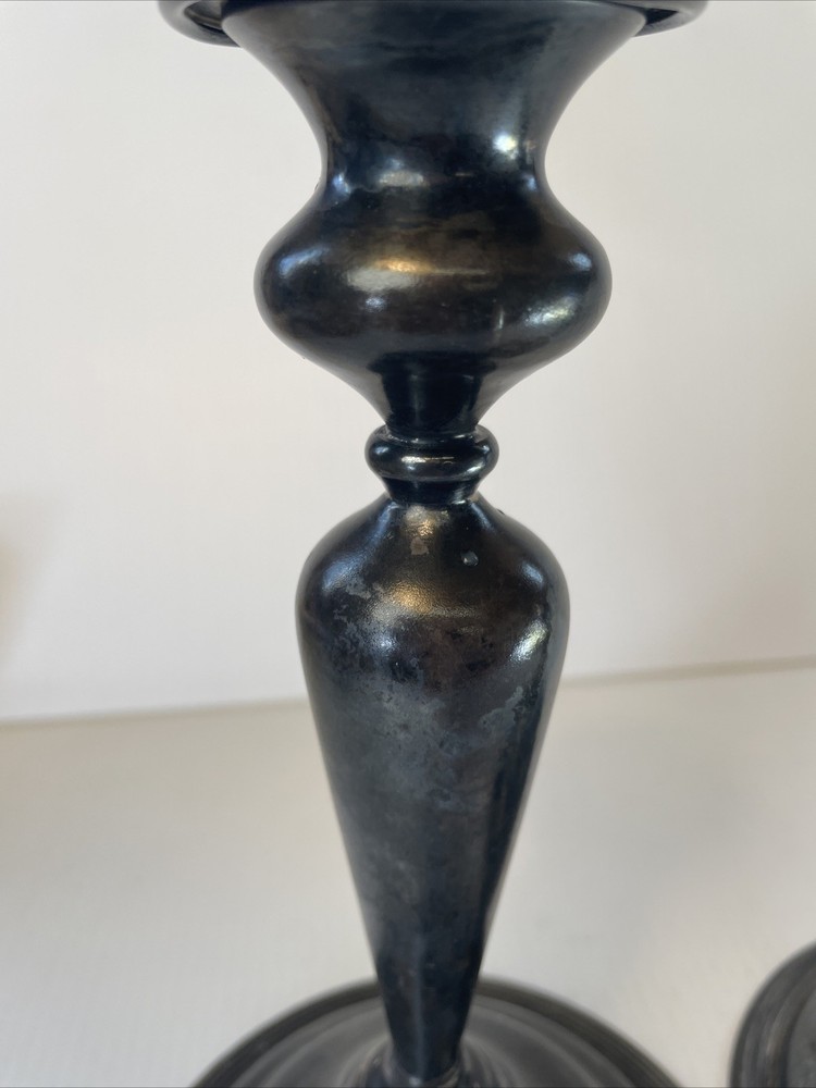 Antique E. B. Webster & Son Silverplate Pair Candle Stick Holders Spiderweb 2701