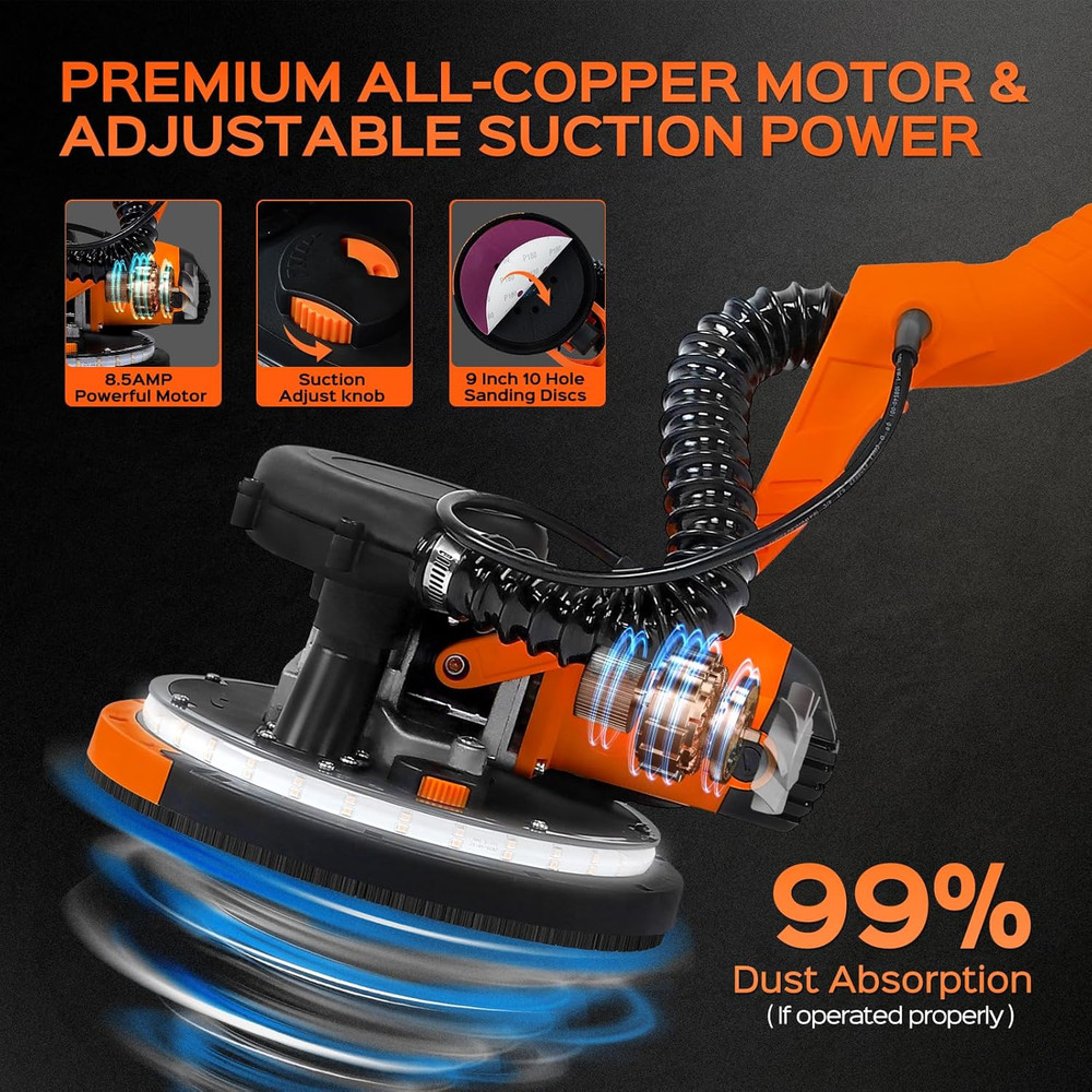 Drywall Sander Tool, 8.5 Amp Popcorn Ceiling Removal Tool with 7 Variable Speed