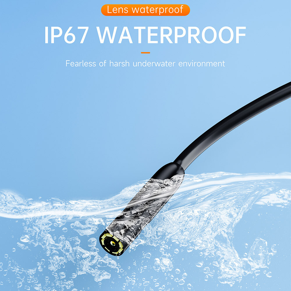 Waterproof Endoscope Camera Inspection Cam iPhone 15/14/13 iPad iOS/Android 2IN1