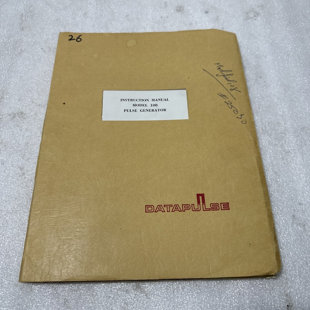 Datapulse Model 108 Pulse Generator Instruction Manual