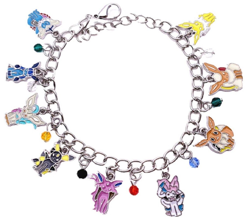 Eevee Evolutions Assorted Charms Metal Charm Bracelet