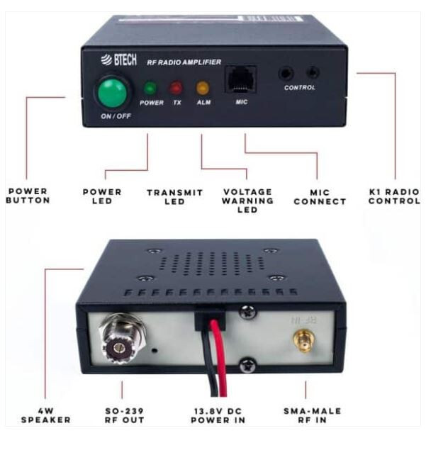 Btech Linear RF Amplifier VHF 136-174MHz, 2 Meter Power Boost, Mobile - Base