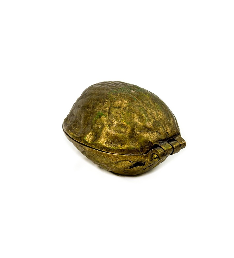 Vintage Solid Brass Heavy Walnut-Shaped Nut Cracker w Sturdy Hinge - Becara