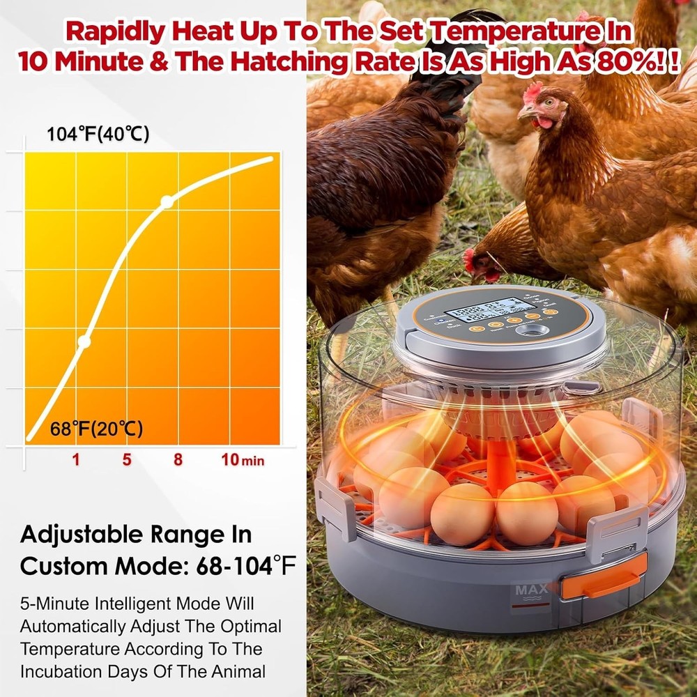 Automatic Chicken Egg Incubator 12-40 Eggs Digital Control Hatching Poultry