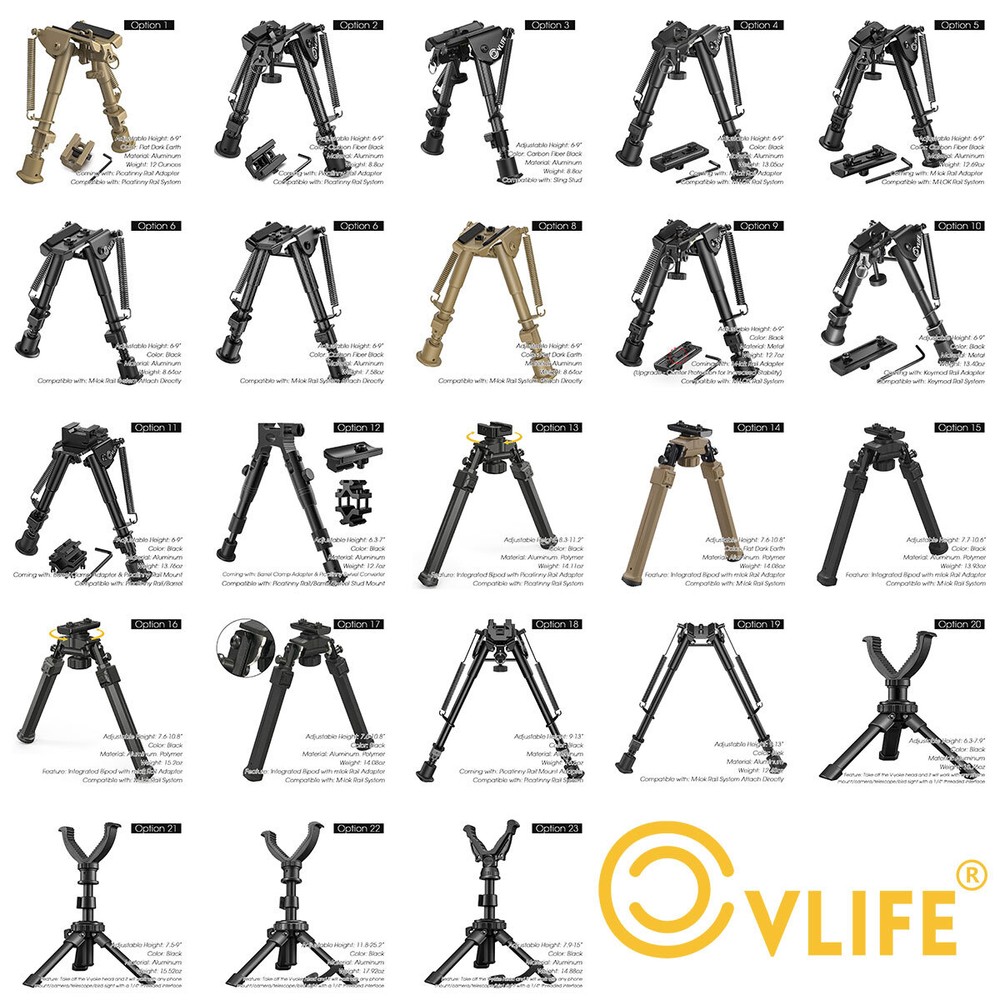Foldable Tactical Rifle Bipod/Shooting Tripod Rest - 100% Authentic CVLIFE
