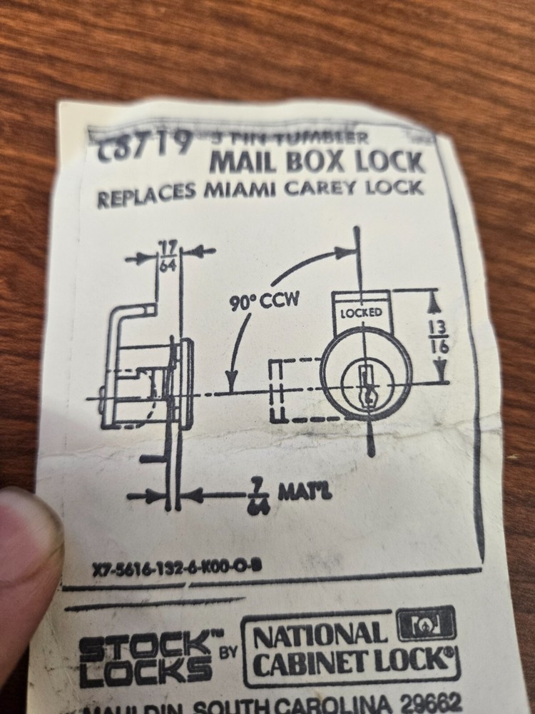 Mail Box Lock Kit 5 Cams C8719
