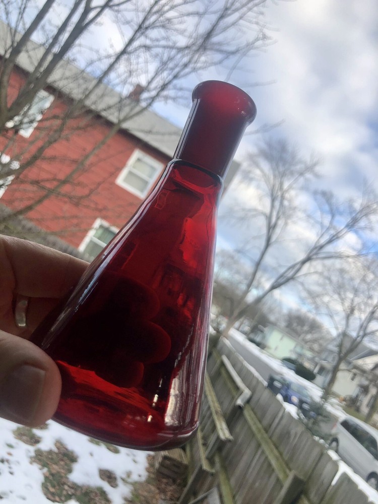 2 Vintage Ruby Red Glass Beakers