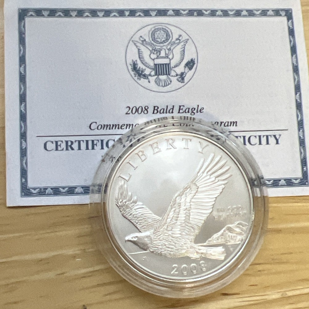 2008 Bald Eagle Commemorative Silver Dollar UNC, BU- OGP & COA