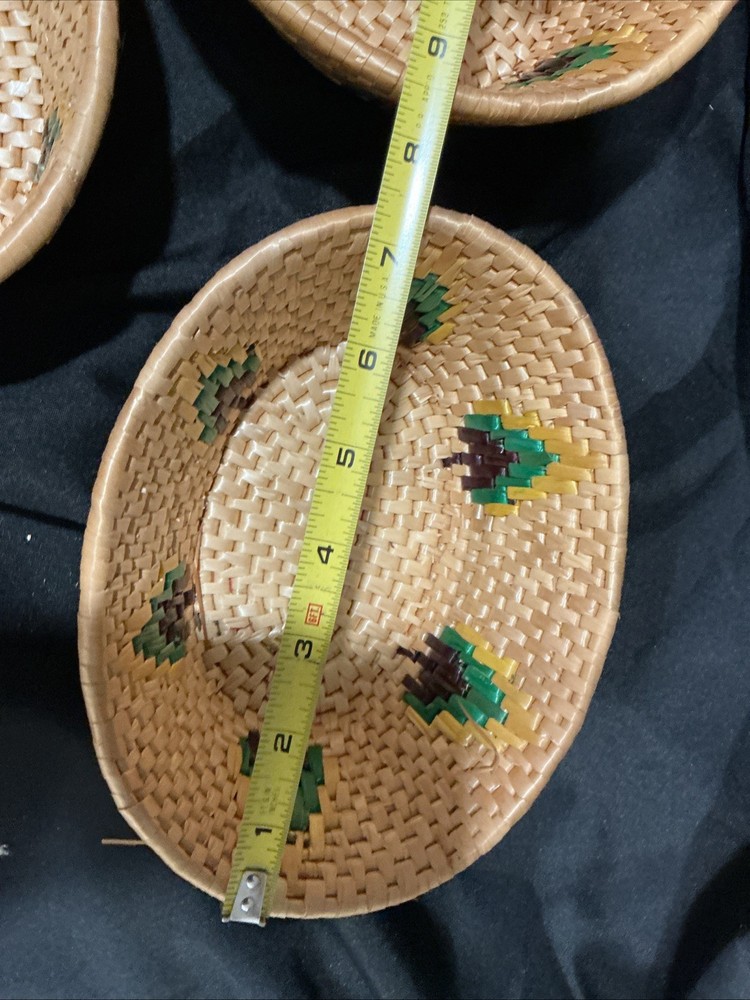 Vintage Handmade Raffia Nesting Baskets Set Of 3