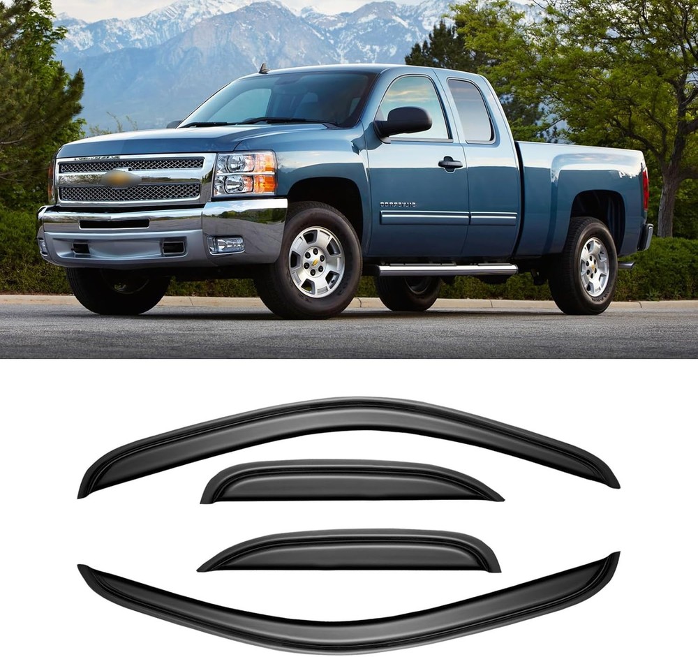 Rain Deflectors for Chevy GMC Silverado Sierra Extended Cab 2007-13